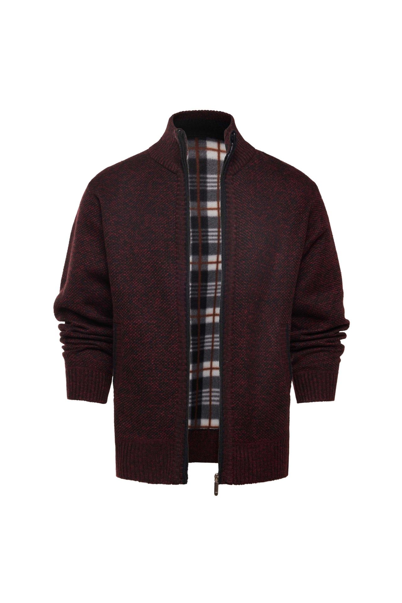 Men's Clothing Tops Jackets Coats Men's Thick Fleece High-Neck Knit Sweater Trendy Slim Fit Casual Cardigan Pullover Coat