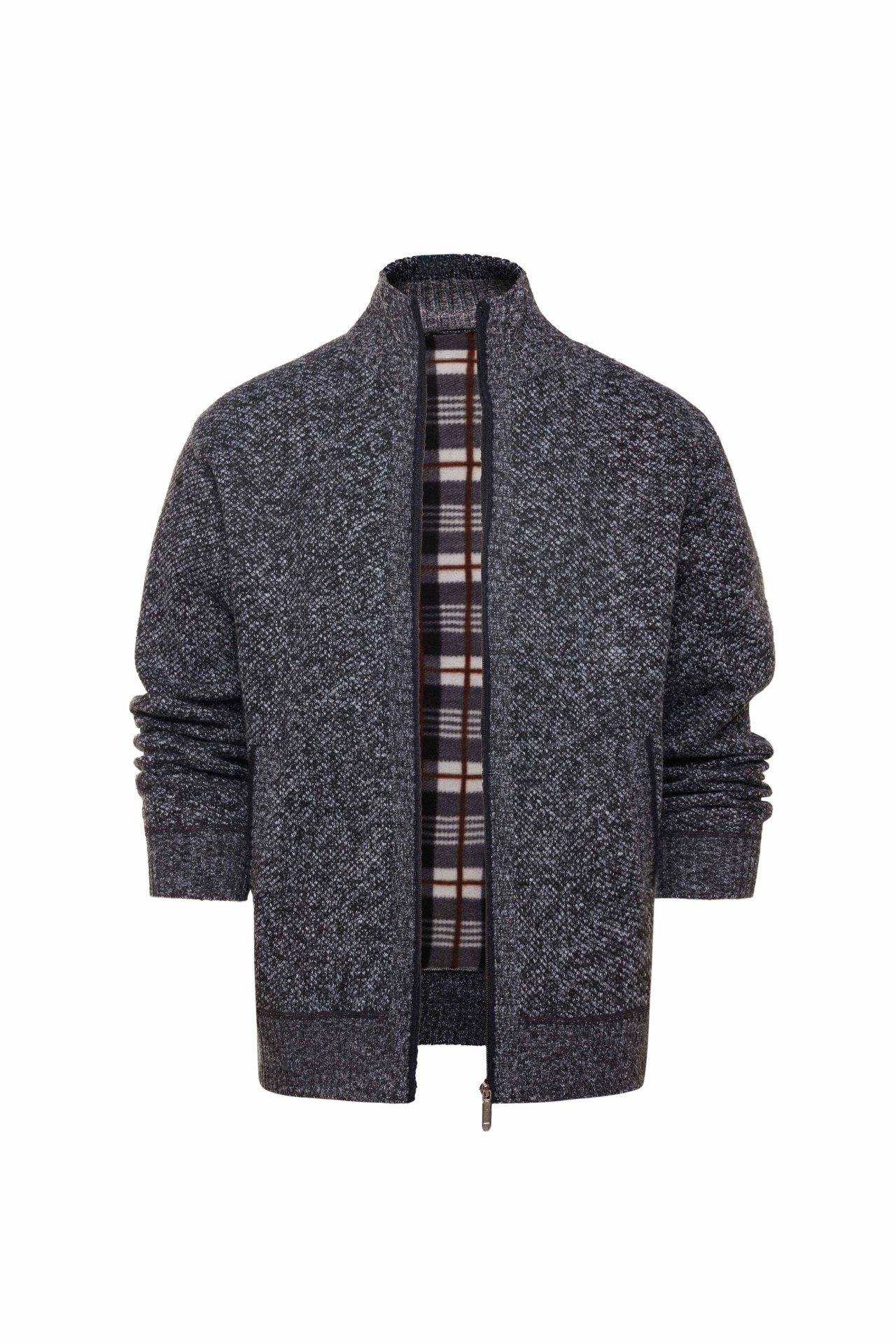 Men's Clothing Tops Jackets Coats Men's Thick Fleece High-Neck Knit Sweater Trendy Slim Fit Casual Cardigan Pullover Coat