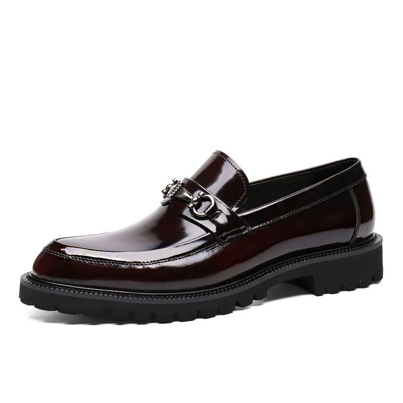 Men's Leather Shoes Japanese Style Buckle Loafer Round Toe Oxfords Men's Shoes