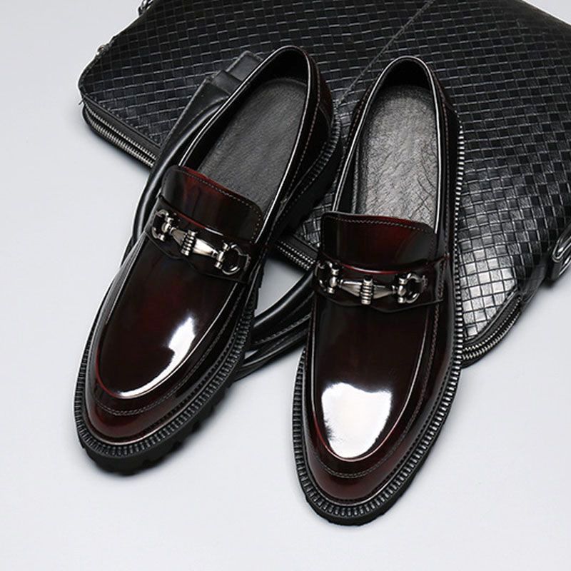 Men's Leather Shoes Japanese Style Buckle Loafer Round Toe Oxfords Men's Shoes