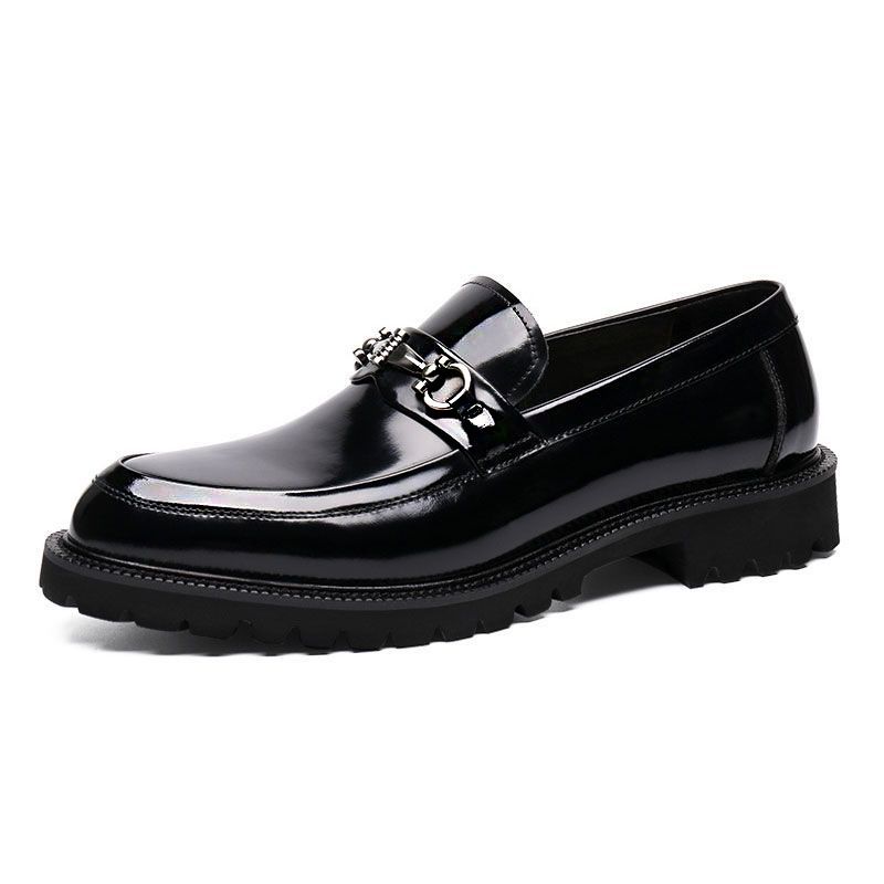 Men's Leather Shoes Japanese Style Buckle Loafer Round Toe Oxfords Men's Shoes