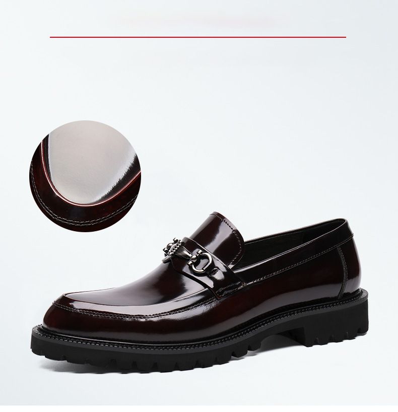 Men's Leather Shoes Japanese Style Buckle Loafer Round Toe Oxfords Men's Shoes