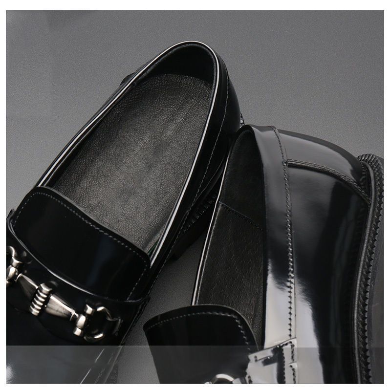 Men's Leather Shoes Japanese Style Buckle Loafer Round Toe Oxfords Men's Shoes