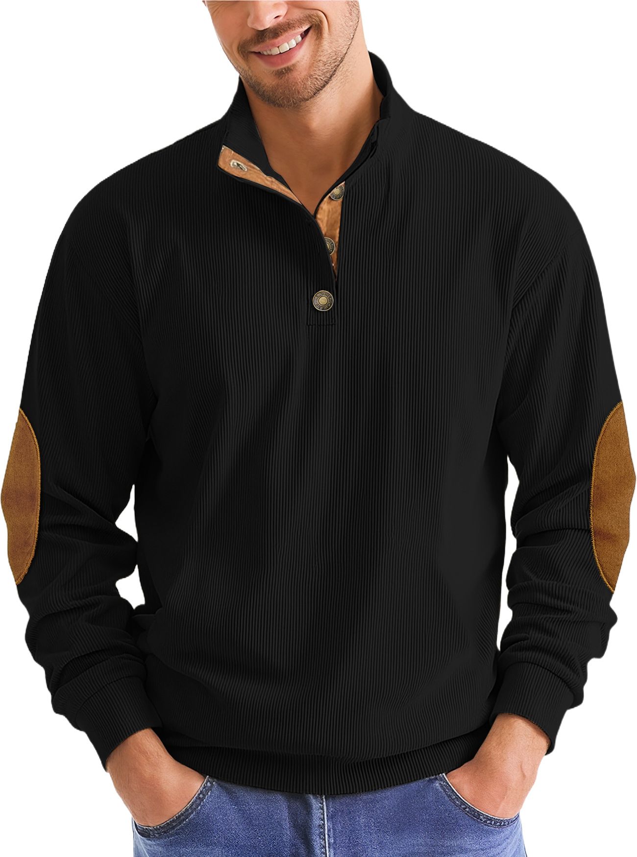 Men's Clothing Tops Sweatshirts Hoodies Men's Outdoor Casual Crewneck Long Sleeve Fleece Knit Sweatshirt Spring Summer