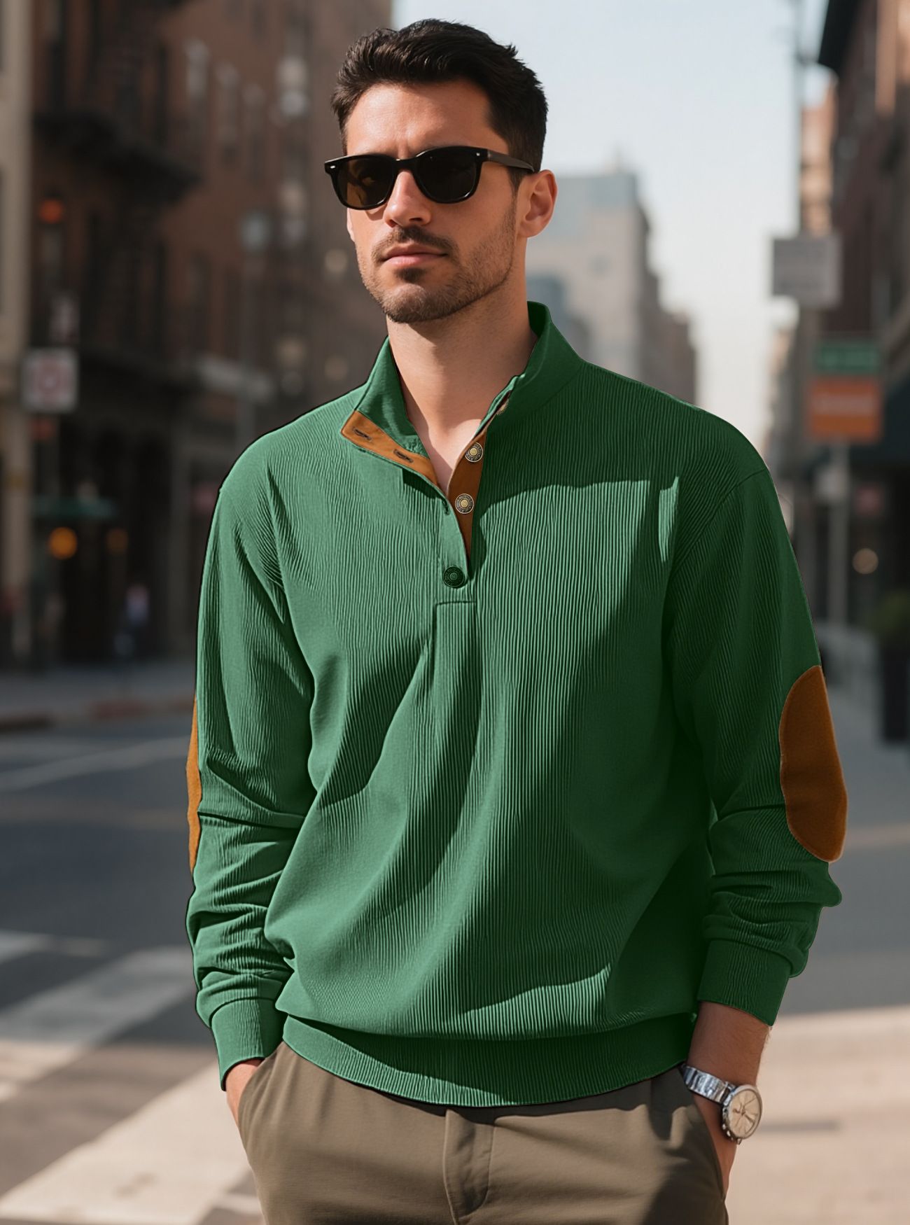 Men's Clothing Tops Sweatshirts Hoodies Men's Outdoor Casual Crewneck Long Sleeve Fleece Knit Sweatshirt Spring Summer