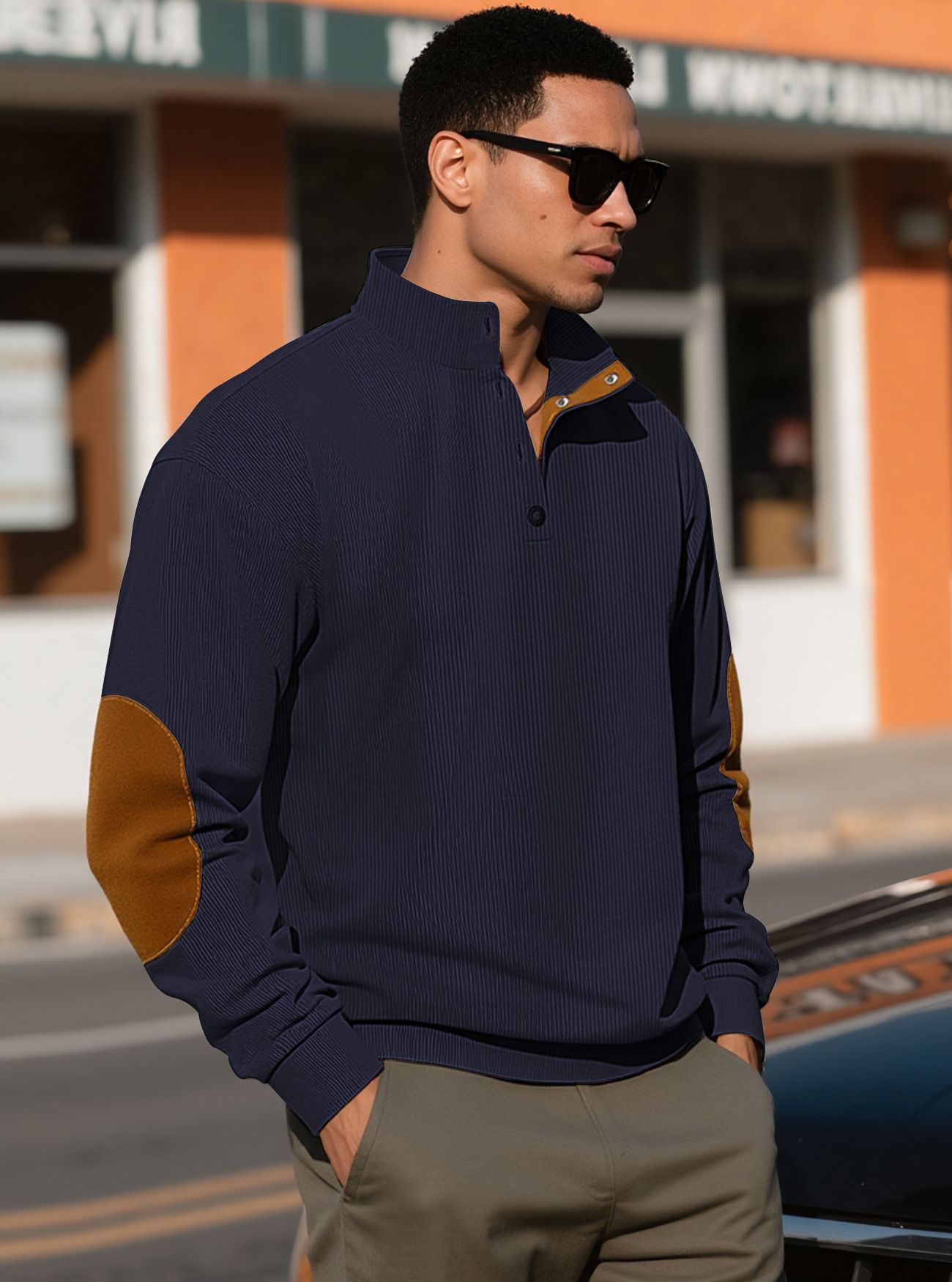 Men's Clothing Tops Sweatshirts Hoodies Men's Outdoor Casual Crewneck Long Sleeve Fleece Knit Sweatshirt Spring Summer