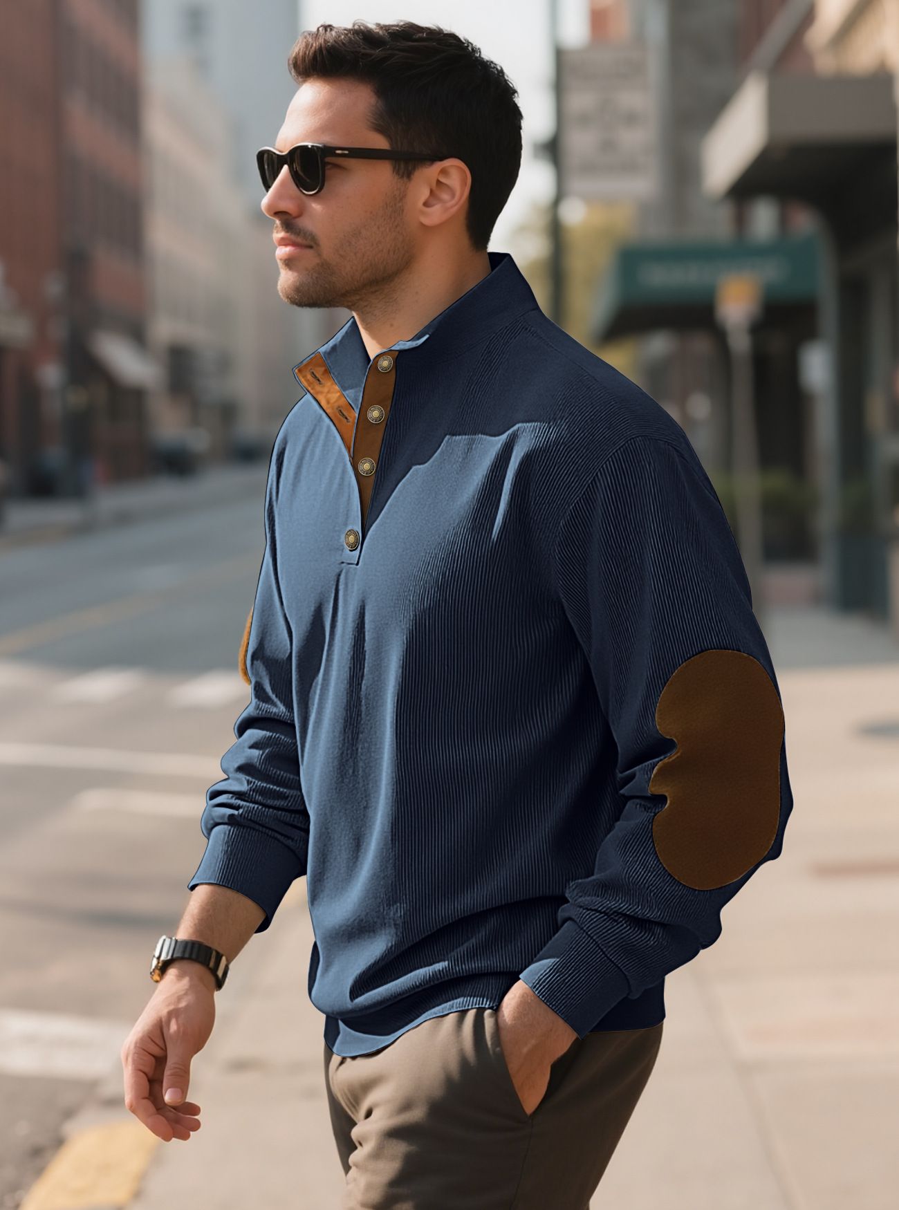 Men's Clothing Tops Sweatshirts Hoodies Men's Outdoor Casual Crewneck Long Sleeve Fleece Knit Sweatshirt Spring Summer