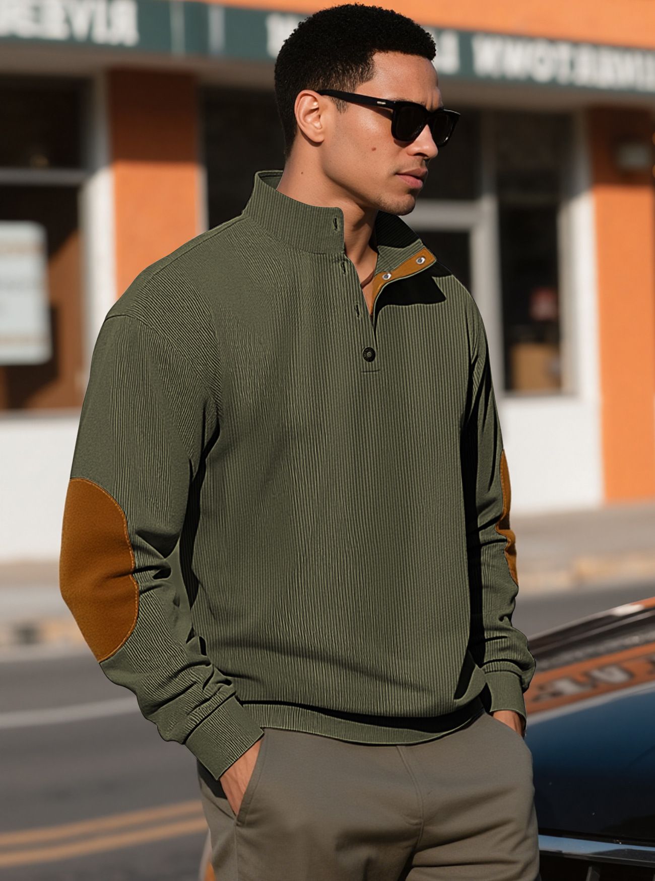 Men's Clothing Tops Sweatshirts Hoodies Men's Outdoor Casual Crewneck Long Sleeve Fleece Knit Sweatshirt Spring Summer