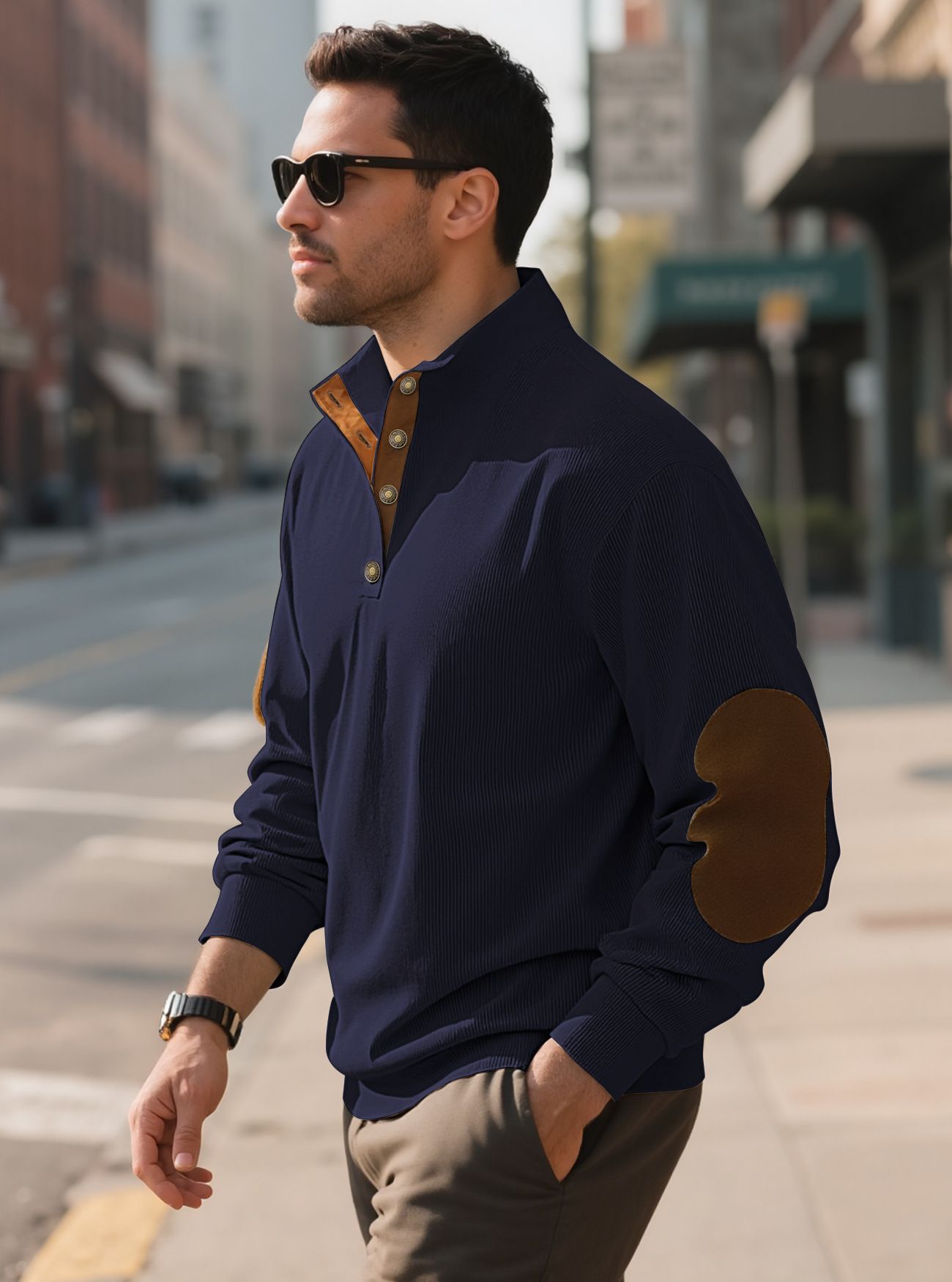 Men's Clothing Tops Sweatshirts Hoodies Men's Outdoor Casual Crewneck Long Sleeve Fleece Knit Sweatshirt Spring Summer