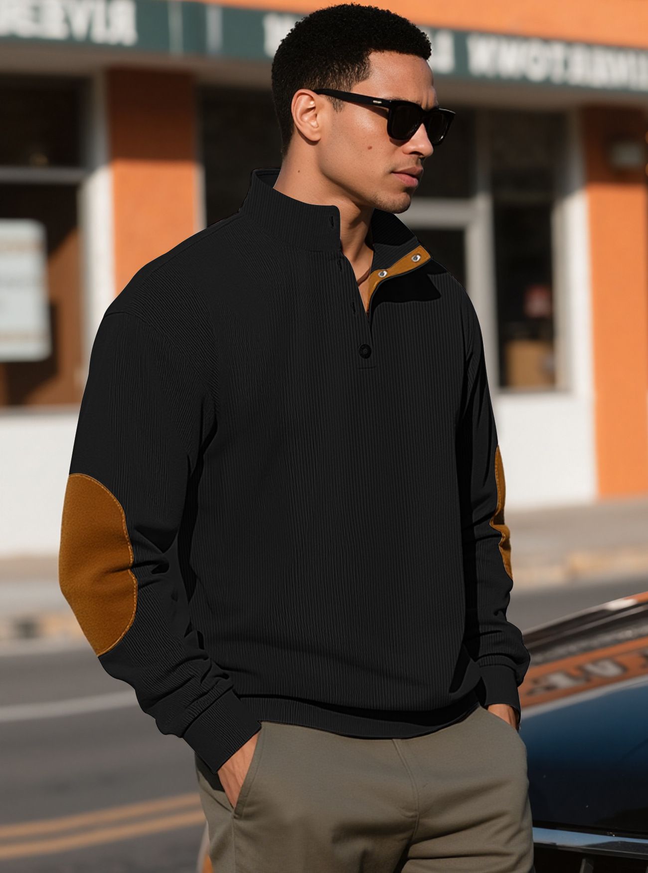 Men's Clothing Tops Sweatshirts Hoodies Men's Outdoor Casual Crewneck Long Sleeve Fleece Knit Sweatshirt Spring Summer