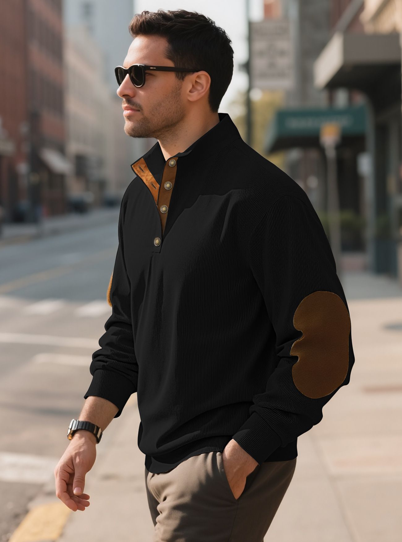 Men's Clothing Tops Sweatshirts Hoodies Men's Outdoor Casual Crewneck Long Sleeve Fleece Knit Sweatshirt Spring Summer