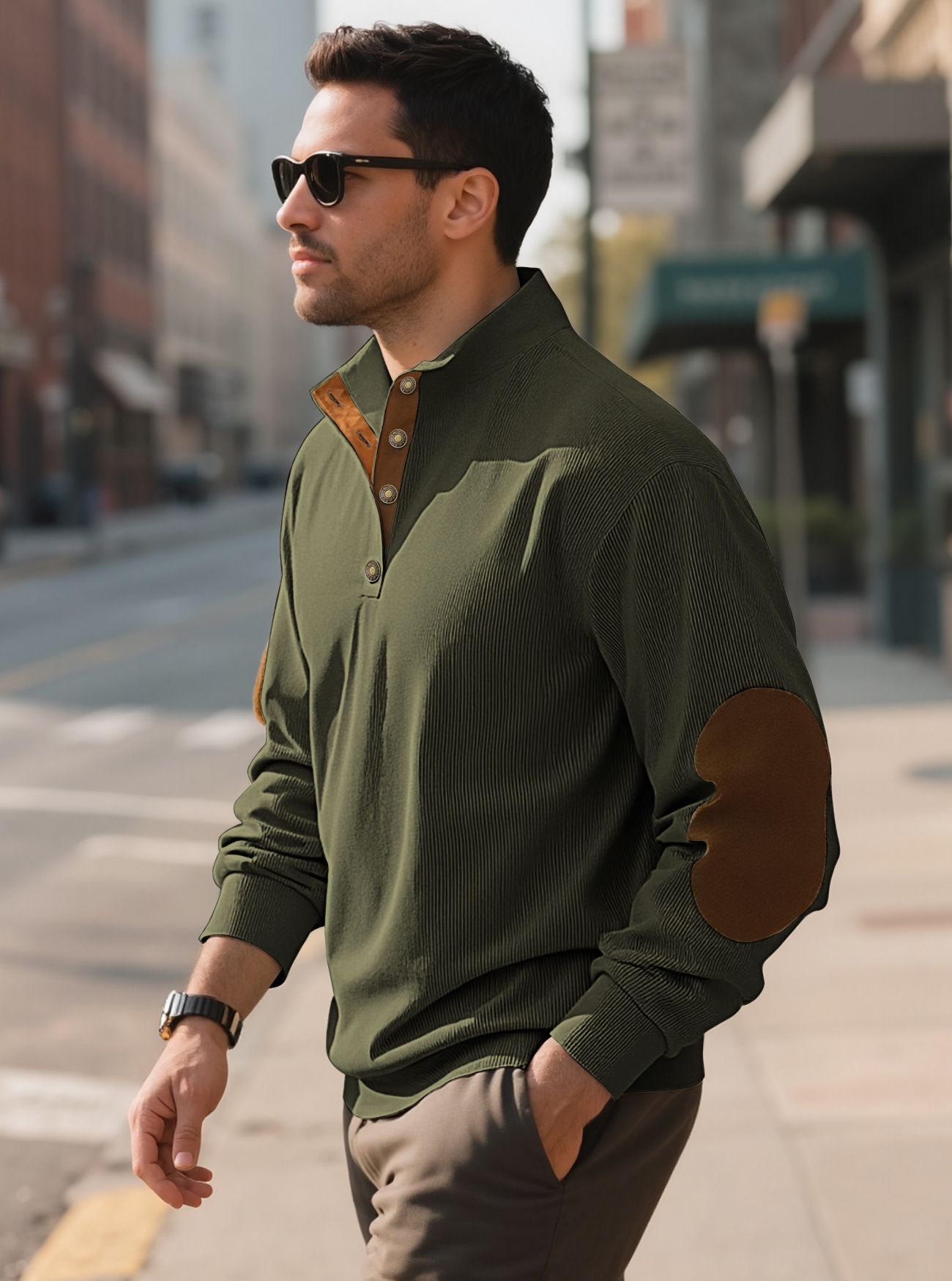 Men's Clothing Tops Sweatshirts Hoodies Men's Outdoor Casual Crewneck Long Sleeve Fleece Knit Sweatshirt Spring Summer