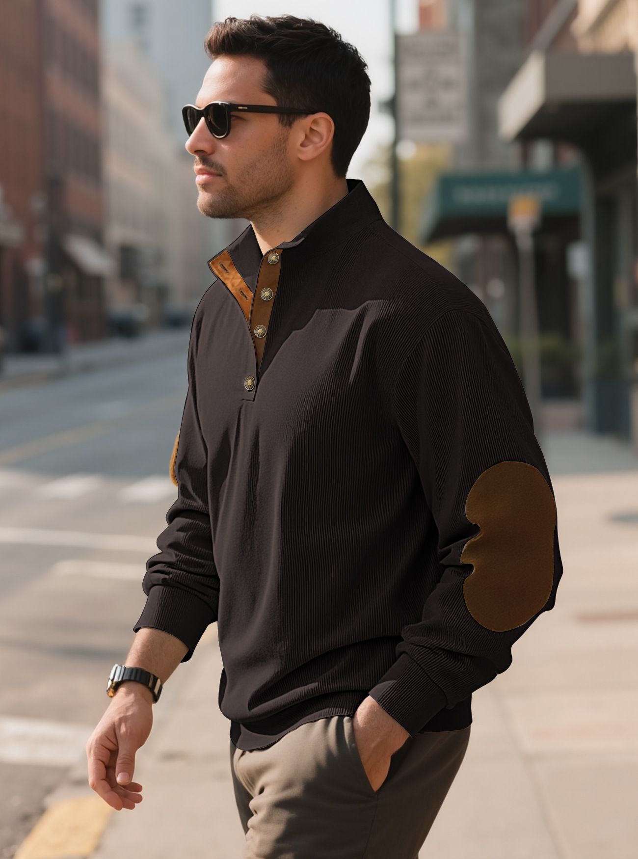 Men's Clothing Tops Sweatshirts Hoodies Men's Outdoor Casual Crewneck Long Sleeve Fleece Knit Sweatshirt Spring Summer