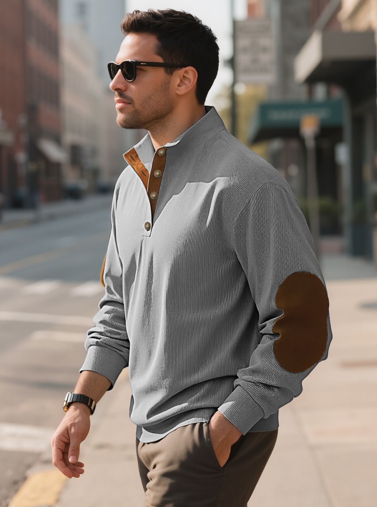 Men's Clothing Tops Sweatshirts Hoodies Men's Outdoor Casual Crewneck Long Sleeve Fleece Knit Sweatshirt Spring Summer