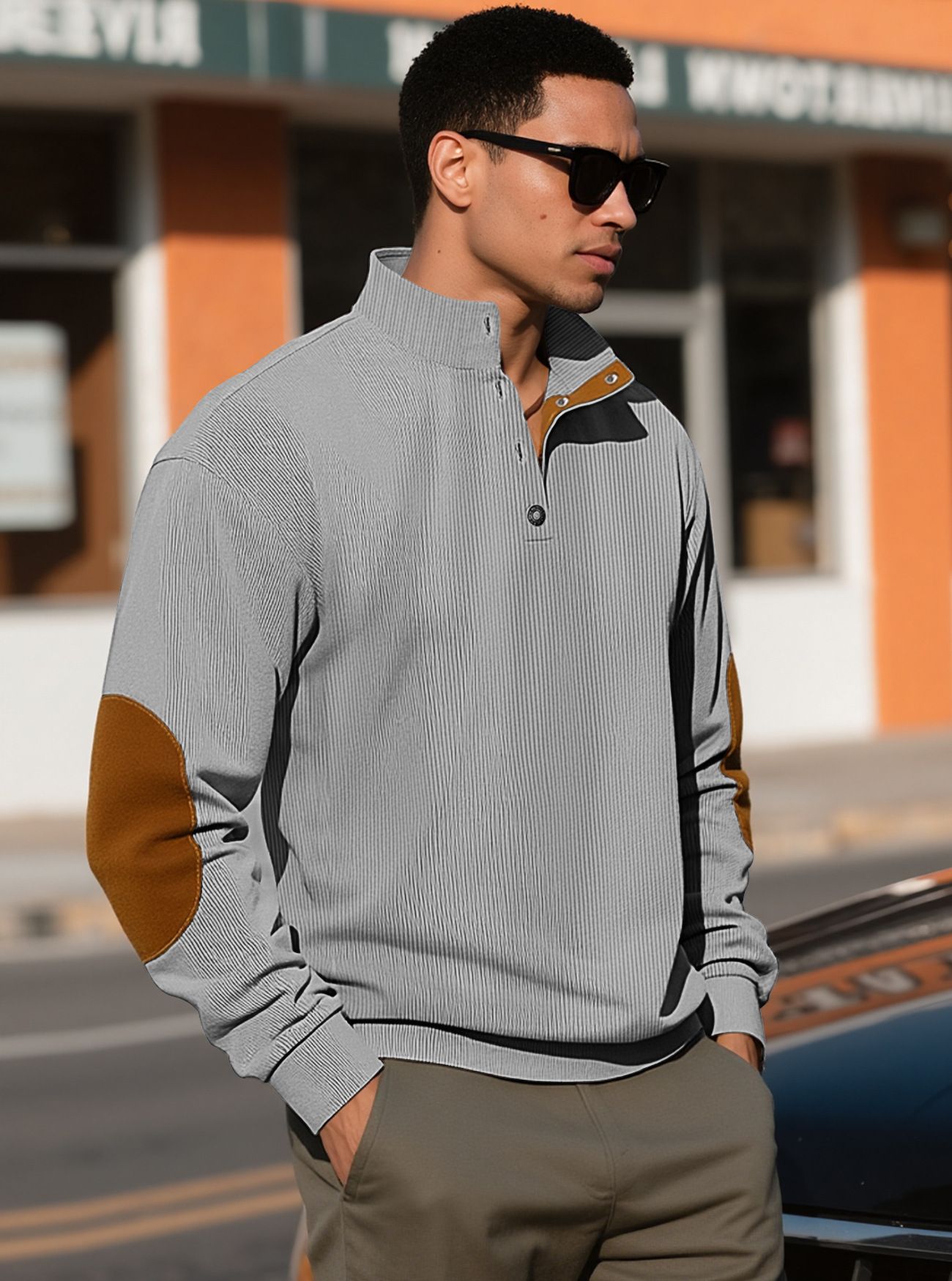 Men's Clothing Tops Sweatshirts Hoodies Men's Outdoor Casual Crewneck Long Sleeve Fleece Knit Sweatshirt Spring Summer