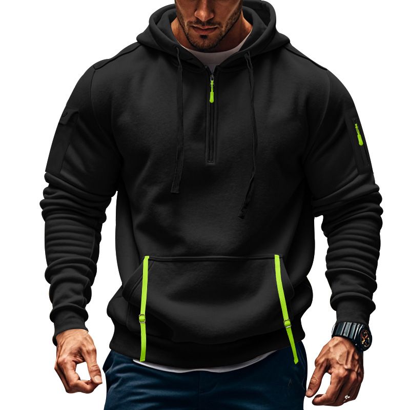 Men's Clothing Tops Sweatshirts Hoodies Men's Winter Autumn Oversized Fleece Hoodie with Multiple Zippered Arm Pockets And Hood