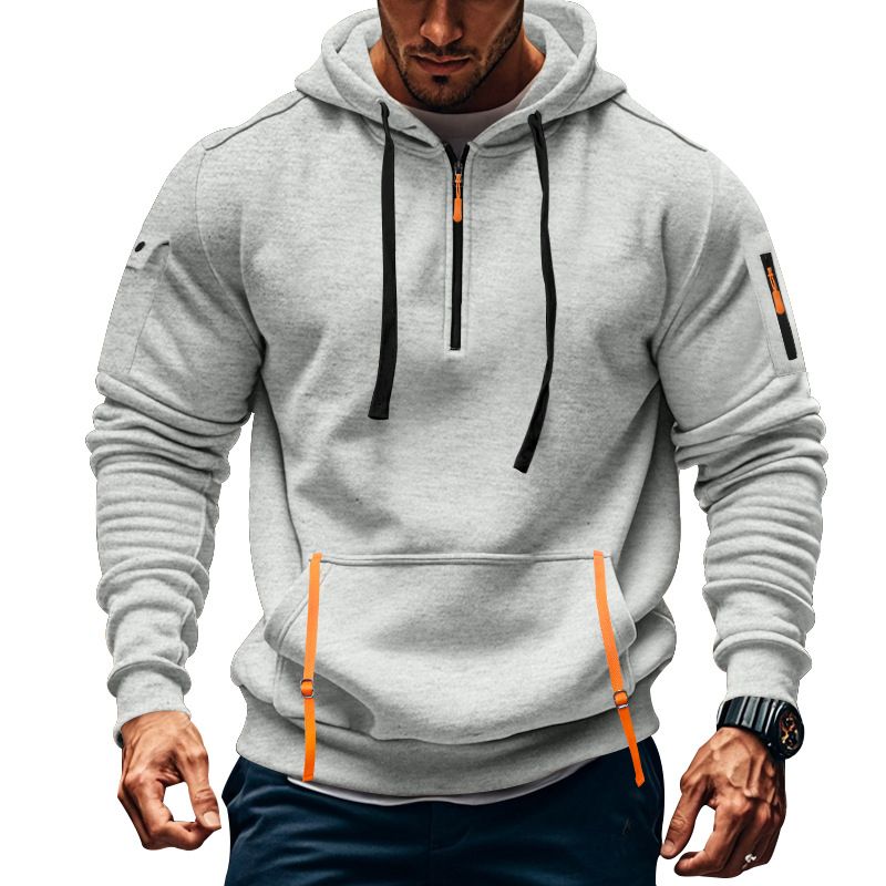 Men's Clothing Tops Sweatshirts Hoodies Men's Winter Autumn Oversized Fleece Hoodie with Multiple Zippered Arm Pockets And Hood