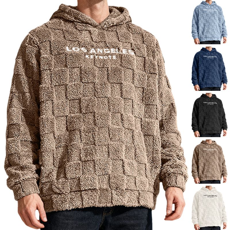 Men's Clothing Tops Sweatshirts Hoodies Hooded Embroidery Loose Casual Sports Lamb Wool Pullover Hooded Jacket Hoodie