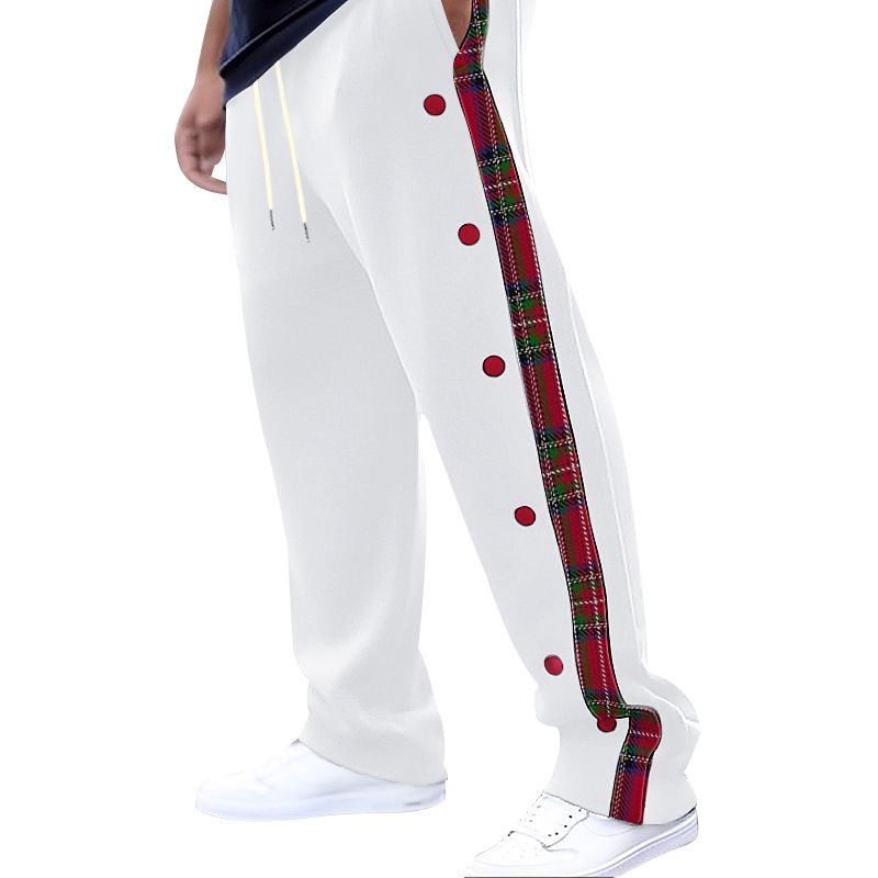 Men's Pants American-Style New Men's Flap Button Checkered Casual Trousers Straight-Leg Pants Outdoor Long Pants Men