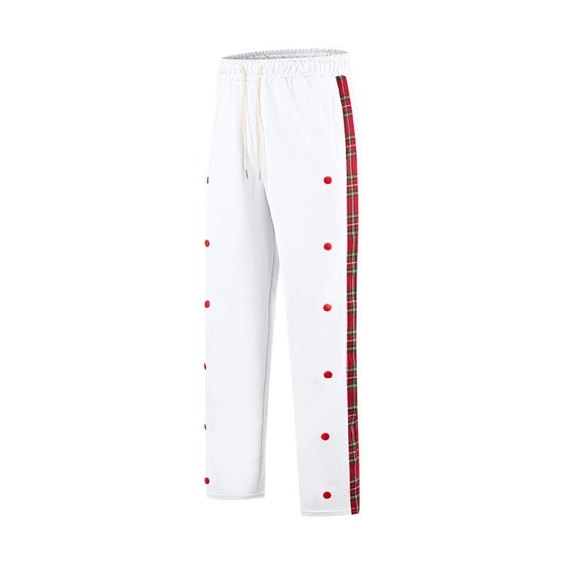 Men's Pants American-Style New Men's Flap Button Checkered Casual Trousers Straight-Leg Pants Outdoor Long Pants Men