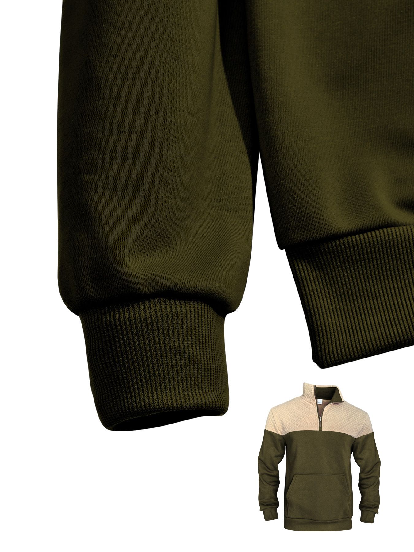 Men's Clothing Tops Sweatshirts Hoodies American-Style Men's Waffle Pattern Casual Zipper-Up Hooded Sweatshirt with Diamond-Shaped Design