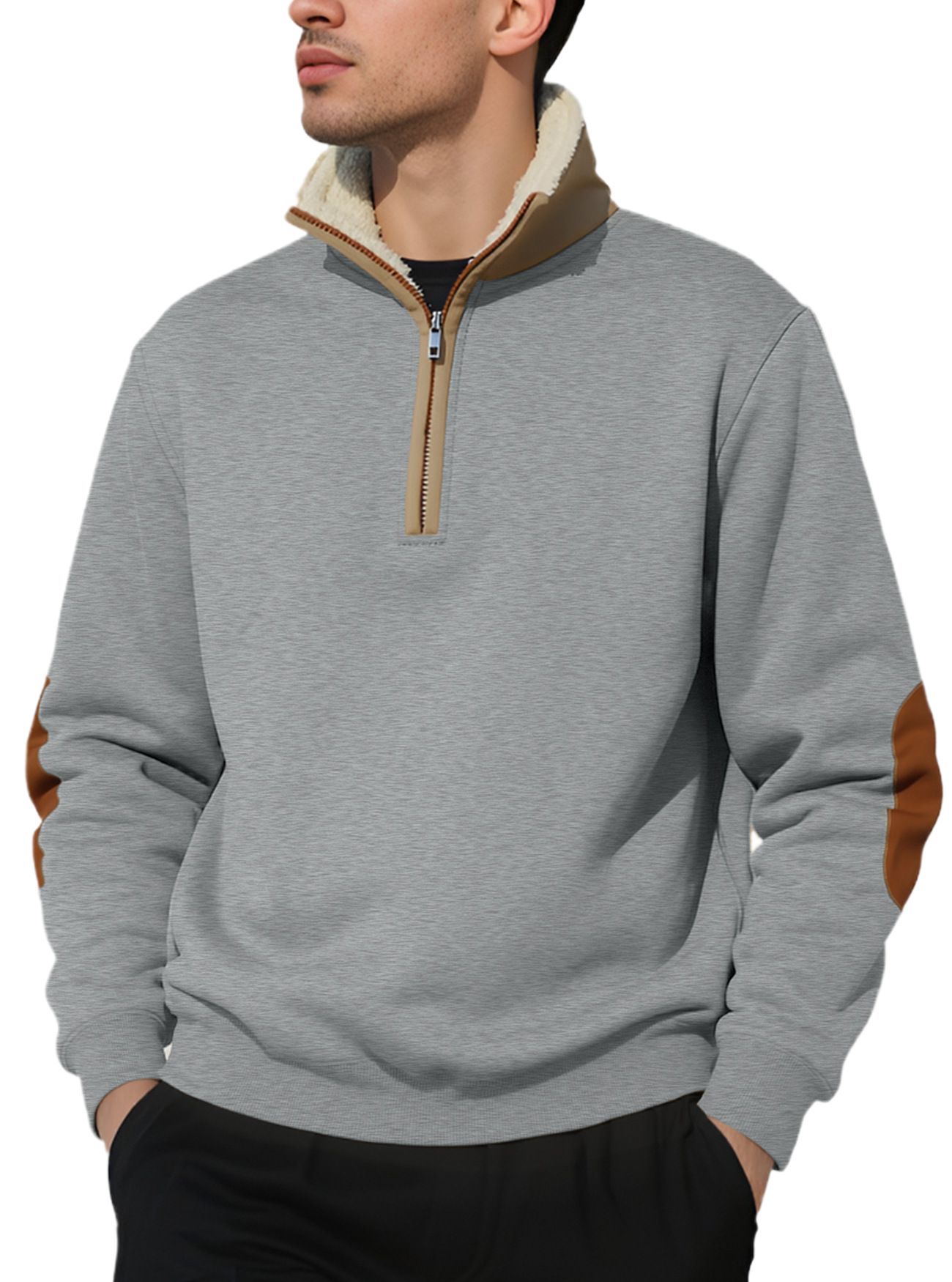 Men's Clothing Tops Sweatshirts Hoodies New Retro Stand-Up Collar Half-Zip Men's Long Sleeve Casual Sportswear Sweatshirt