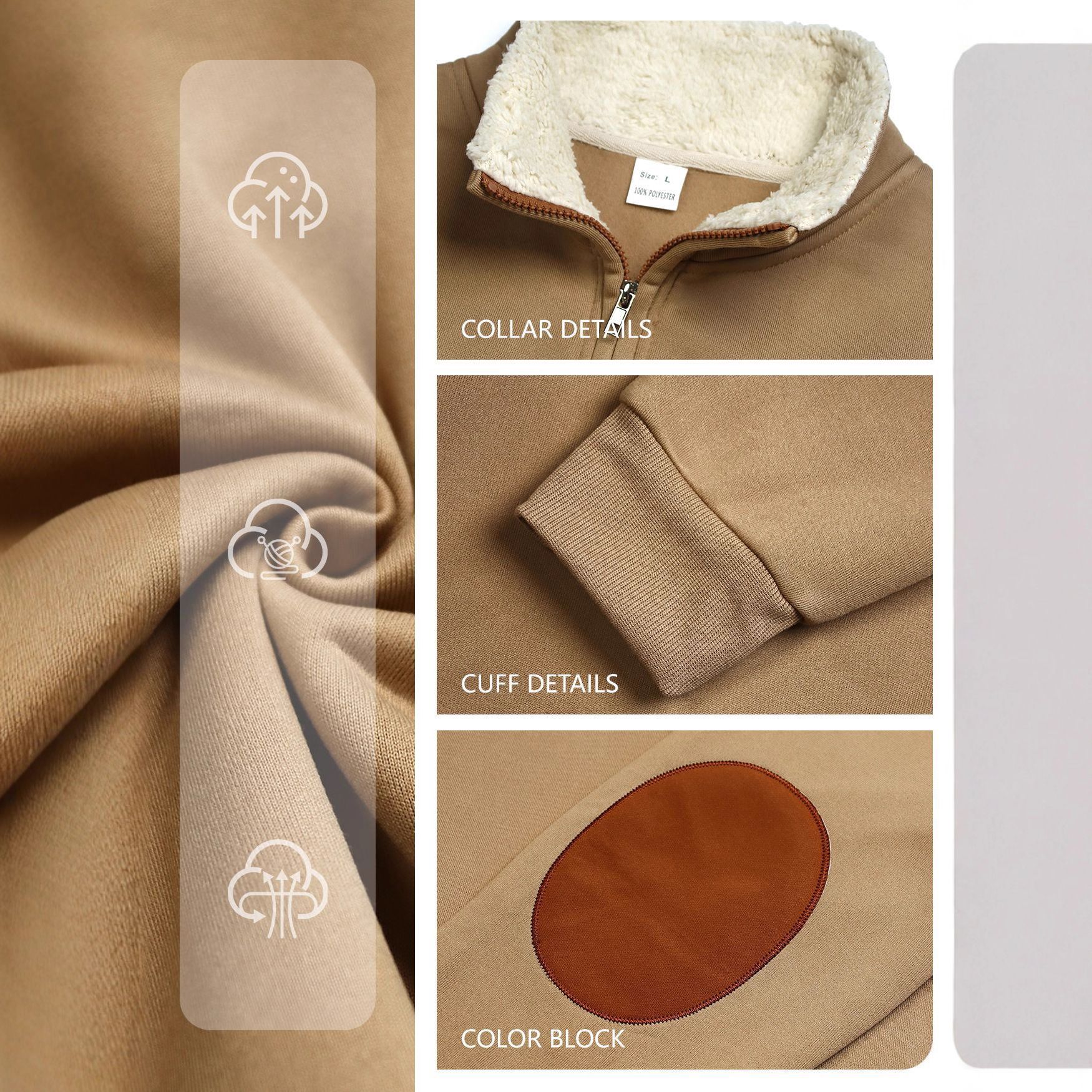 Men's Clothing Tops Sweatshirts Hoodies New Retro Stand-Up Collar Half-Zip Men's Long Sleeve Casual Sportswear Sweatshirt