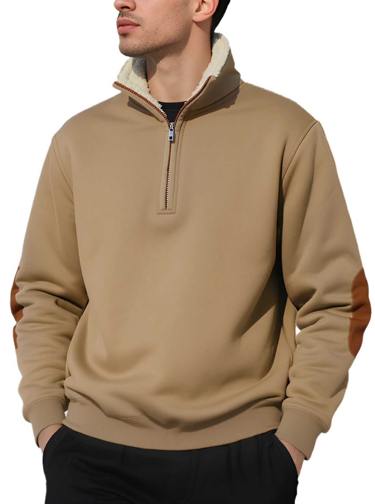 Men's Clothing Tops Sweatshirts Hoodies New Retro Stand-Up Collar Half-Zip Men's Long Sleeve Casual Sportswear Sweatshirt