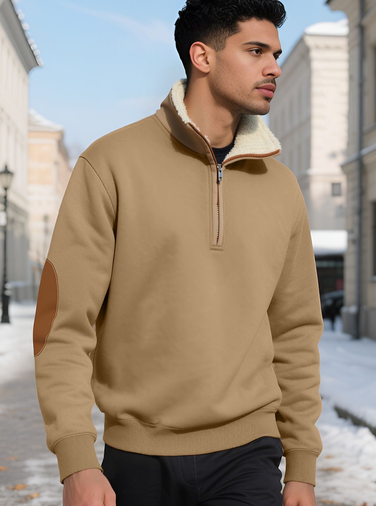 Men's Clothing Tops Sweatshirts Hoodies New Retro Stand-Up Collar Half-Zip Men's Long Sleeve Casual Sportswear Sweatshirt