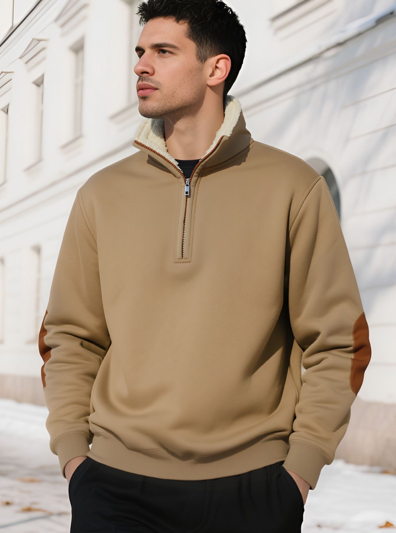 Men's Clothing Tops Sweatshirts Hoodies New Retro Stand-Up Collar Half-Zip Men's Long Sleeve Casual Sportswear Sweatshirt