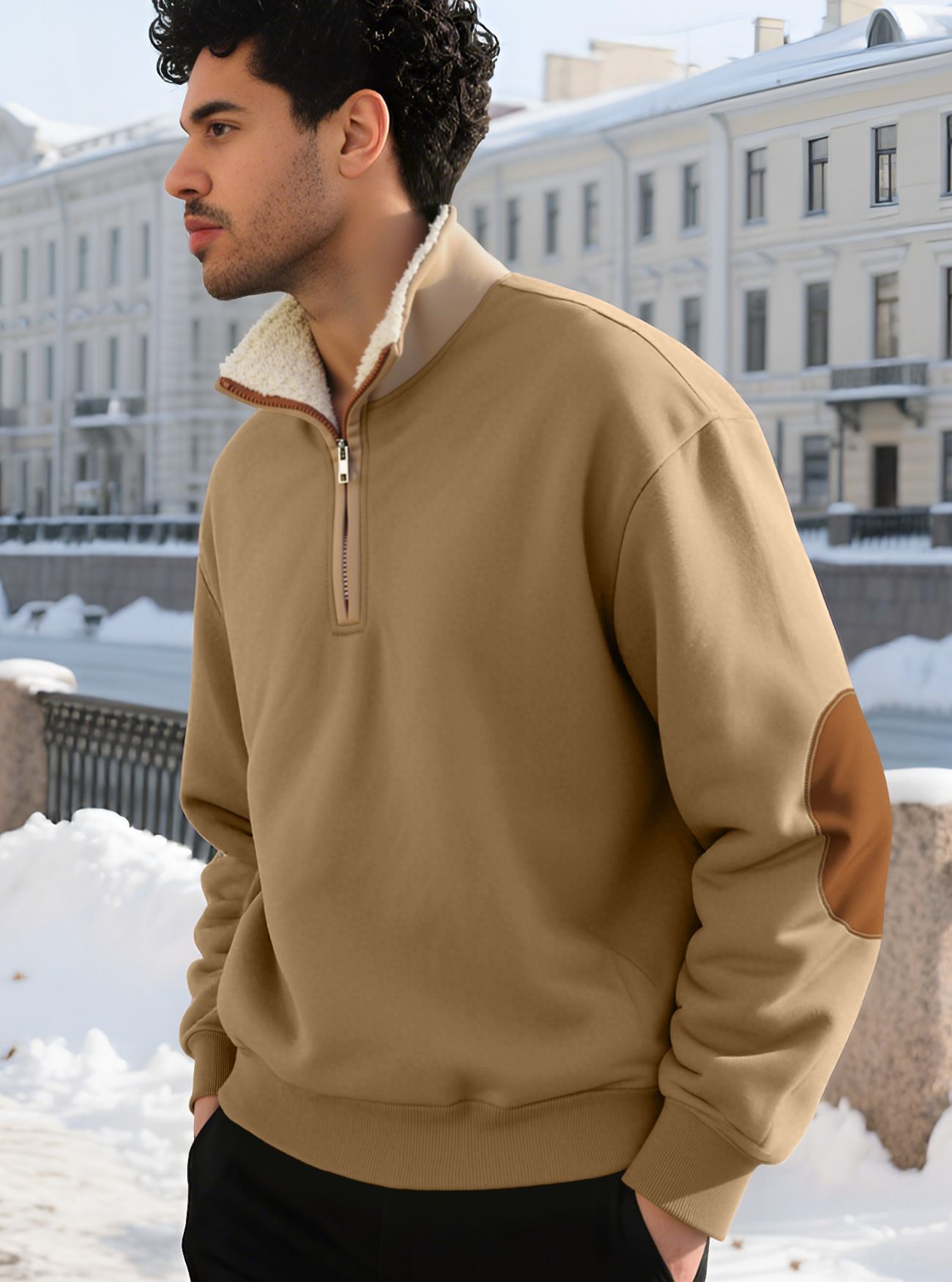 Men's Clothing Tops Sweatshirts Hoodies New Retro Stand-Up Collar Half-Zip Men's Long Sleeve Casual Sportswear Sweatshirt