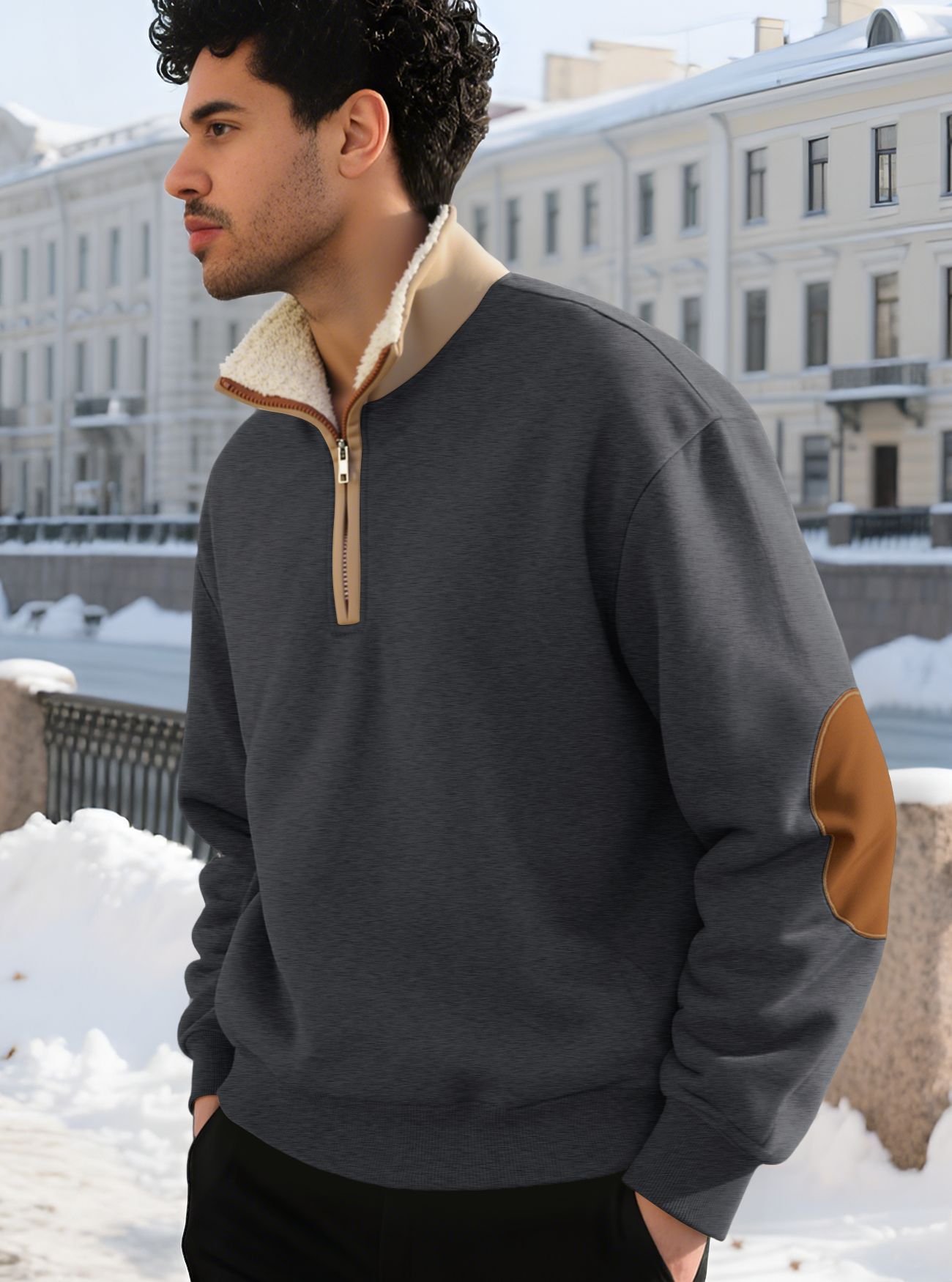 Men's Clothing Tops Sweatshirts Hoodies New Retro Stand-Up Collar Half-Zip Men's Long Sleeve Casual Sportswear Sweatshirt