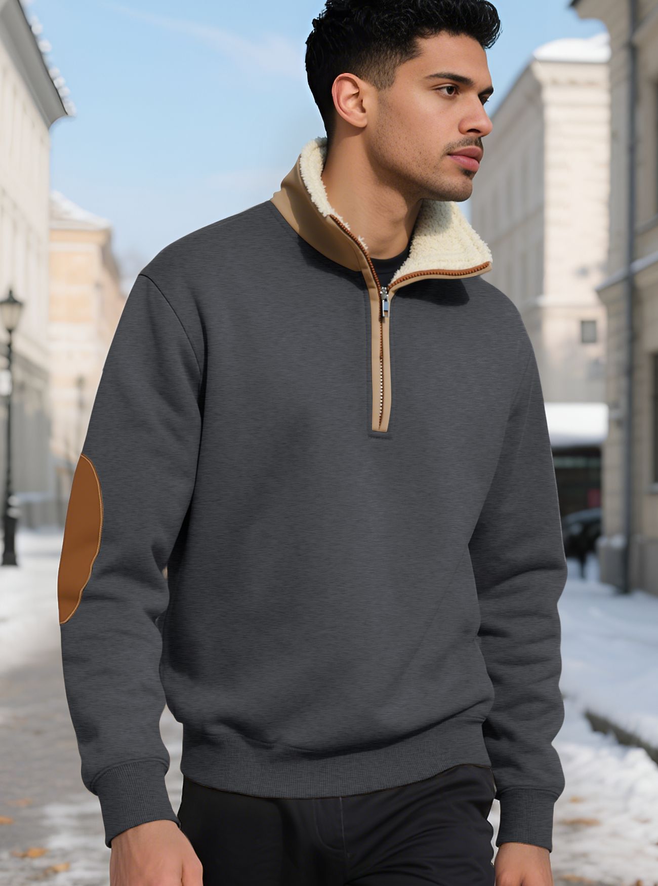 Men's Clothing Tops Sweatshirts Hoodies New Retro Stand-Up Collar Half-Zip Men's Long Sleeve Casual Sportswear Sweatshirt