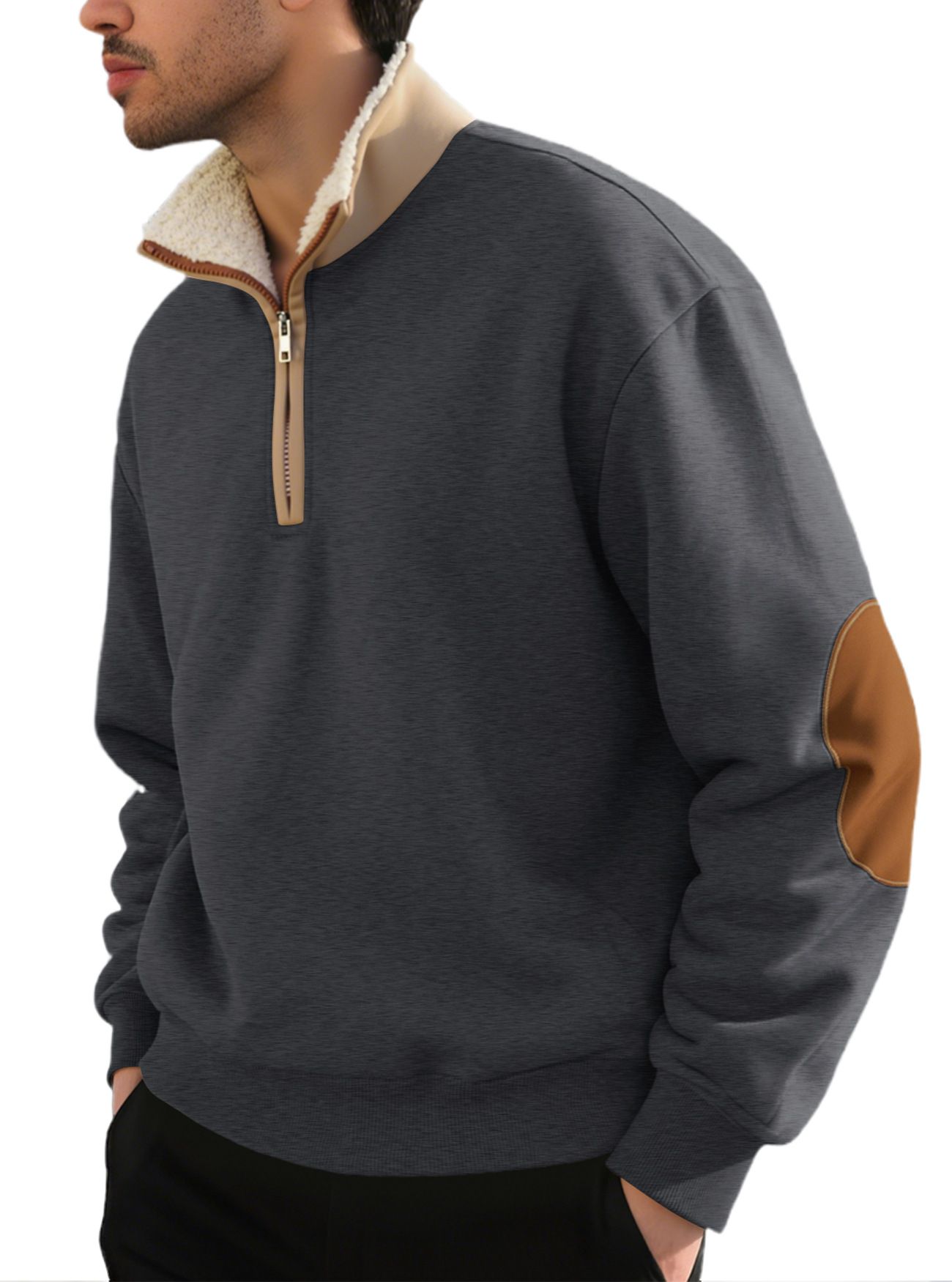 Men's Clothing Tops Sweatshirts Hoodies New Retro Stand-Up Collar Half-Zip Men's Long Sleeve Casual Sportswear Sweatshirt