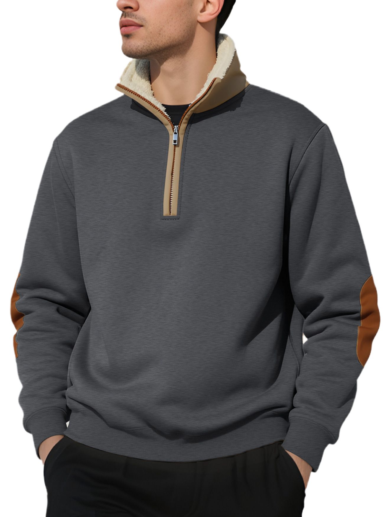 Men's Clothing Tops Sweatshirts Hoodies New Retro Stand-Up Collar Half-Zip Men's Long Sleeve Casual Sportswear Sweatshirt