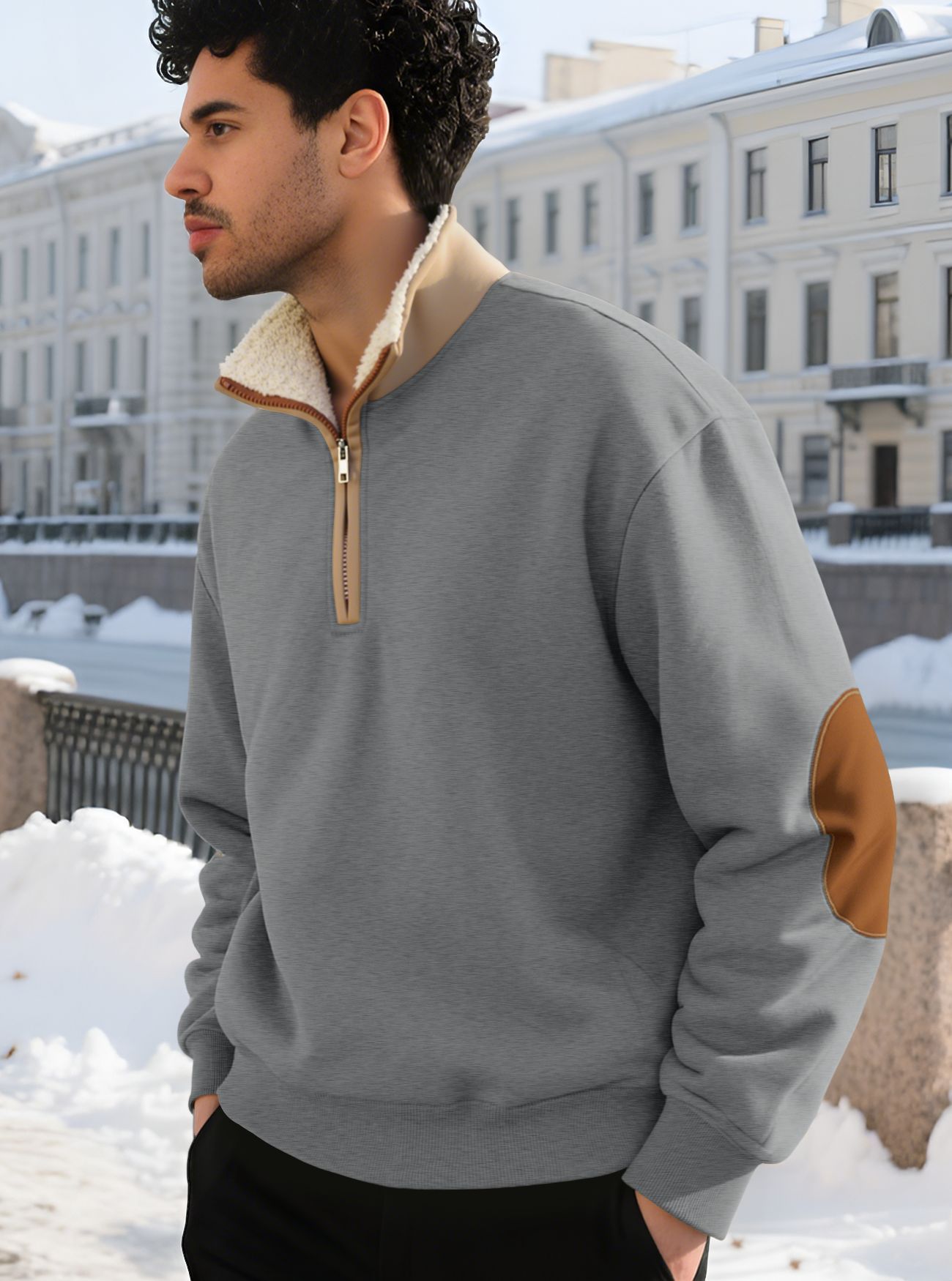 Men's Clothing Tops Sweatshirts Hoodies New Retro Stand-Up Collar Half-Zip Men's Long Sleeve Casual Sportswear Sweatshirt