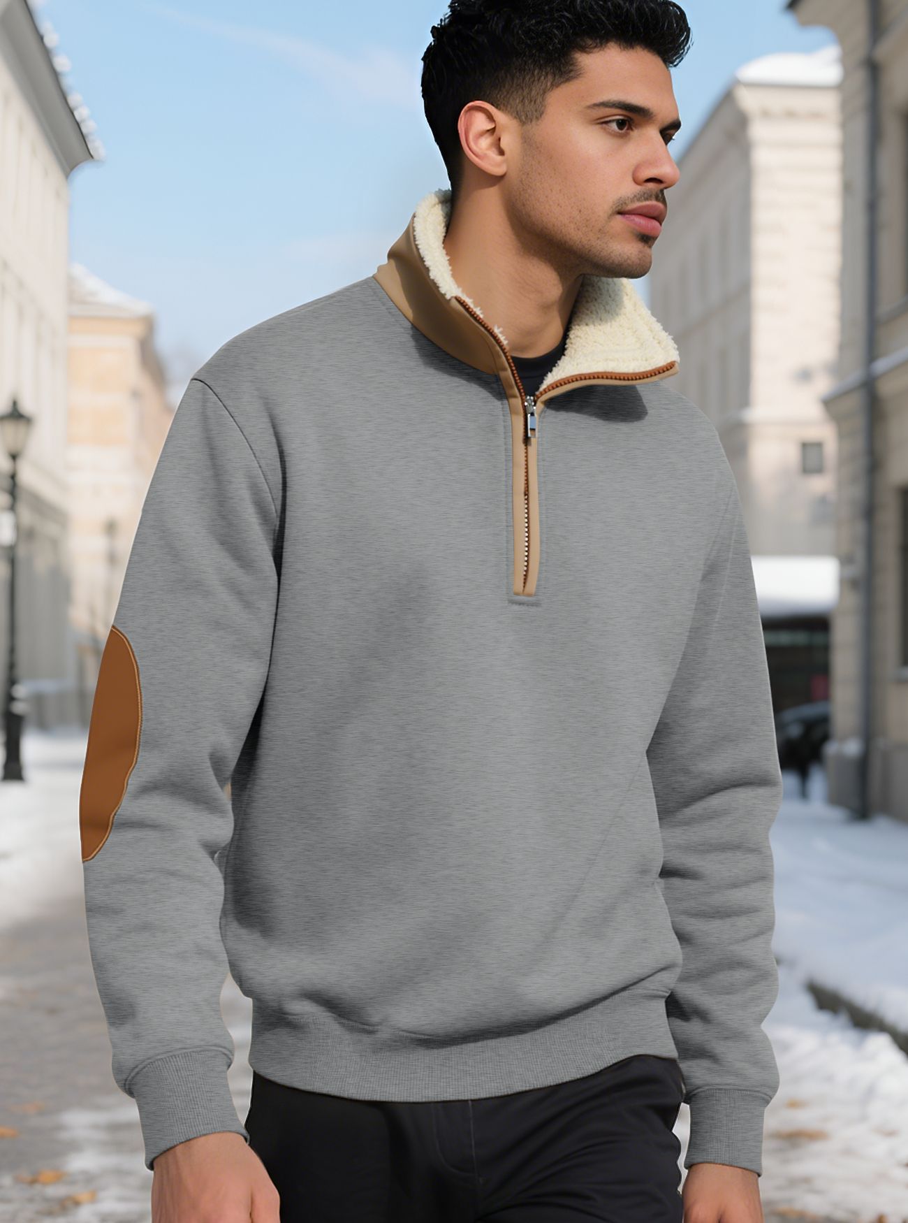 Men's Clothing Tops Sweatshirts Hoodies New Retro Stand-Up Collar Half-Zip Men's Long Sleeve Casual Sportswear Sweatshirt