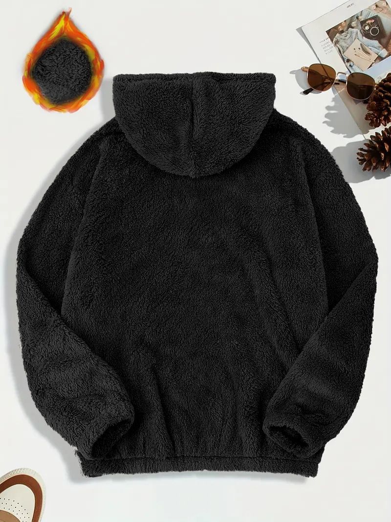 Men's Clothing Tops Sweatshirts Hoodies Men's Hoodie Lamb Wool Loose Letter Embroidered Pocket Hooded Jacket