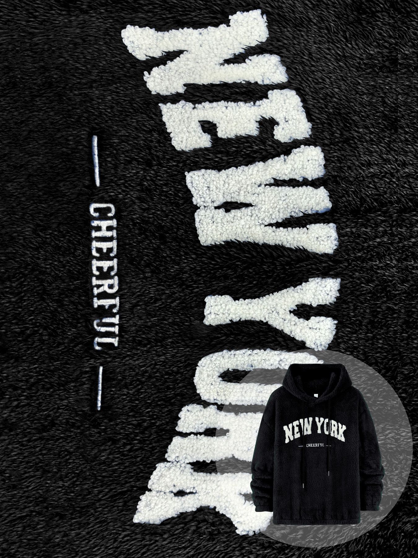 Men's Clothing Tops Sweatshirts Hoodies Men's Hoodie Lamb Wool Loose Letter Embroidered Pocket Hooded Jacket