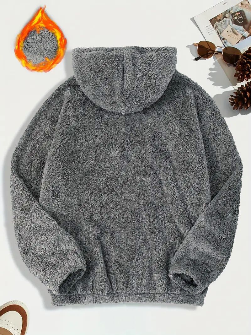 Men's Clothing Tops Sweatshirts Hoodies Men's Hoodie Lamb Wool Loose Letter Embroidered Pocket Hooded Jacket