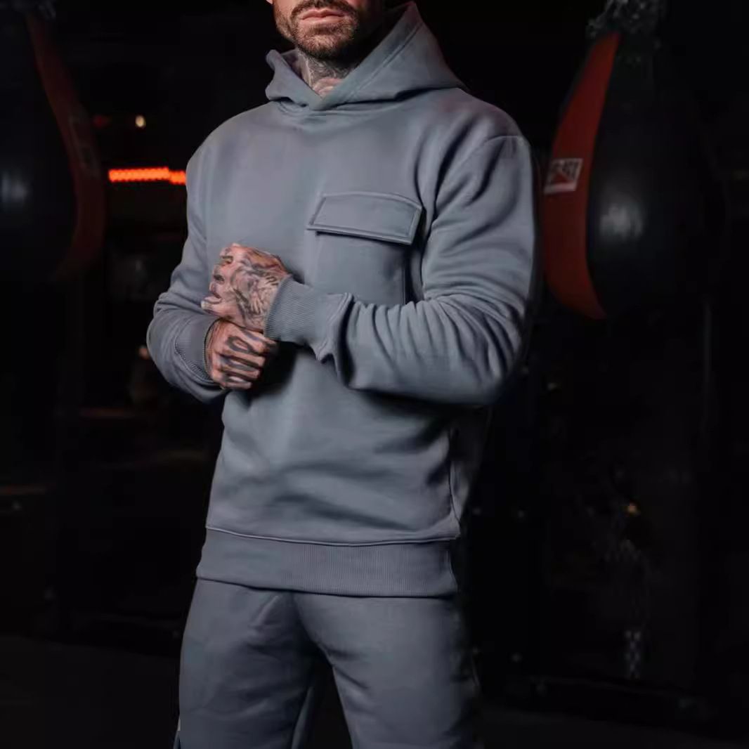 Men's Clothing Tops Sweatshirts Hoodies New Trendy Fashion Casual Oversized Hooded Sweatshirt with Pockets Cotton-Like Material Plus Size