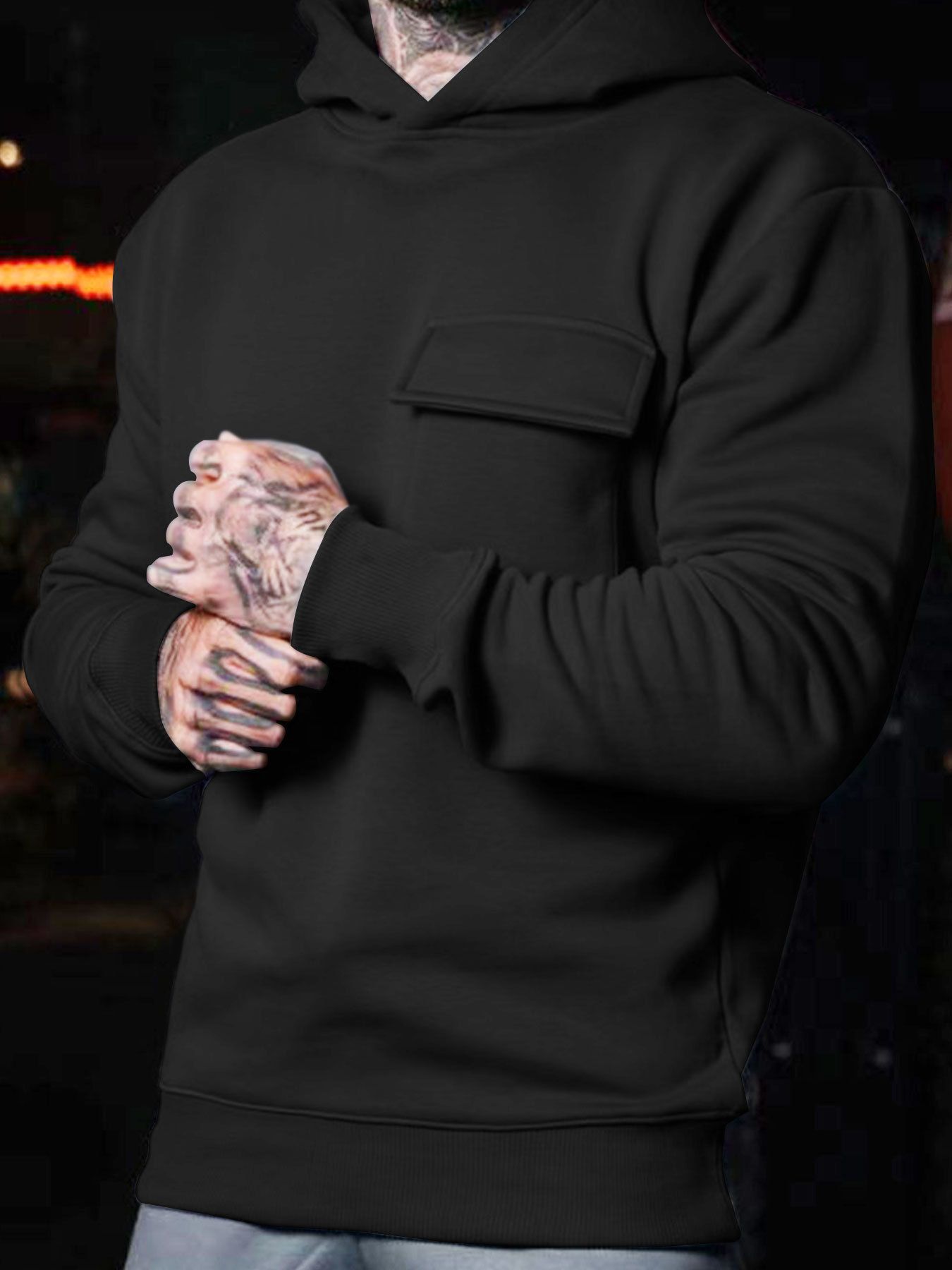 Men's Clothing Tops Sweatshirts Hoodies New Trendy Fashion Casual Oversized Hooded Sweatshirt with Pockets Cotton-Like Material Plus Size