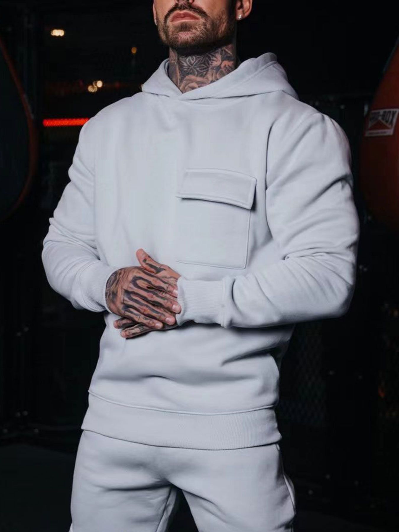 Men's Clothing Tops Sweatshirts Hoodies New Trendy Fashion Casual Oversized Hooded Sweatshirt with Pockets Cotton-Like Material Plus Size