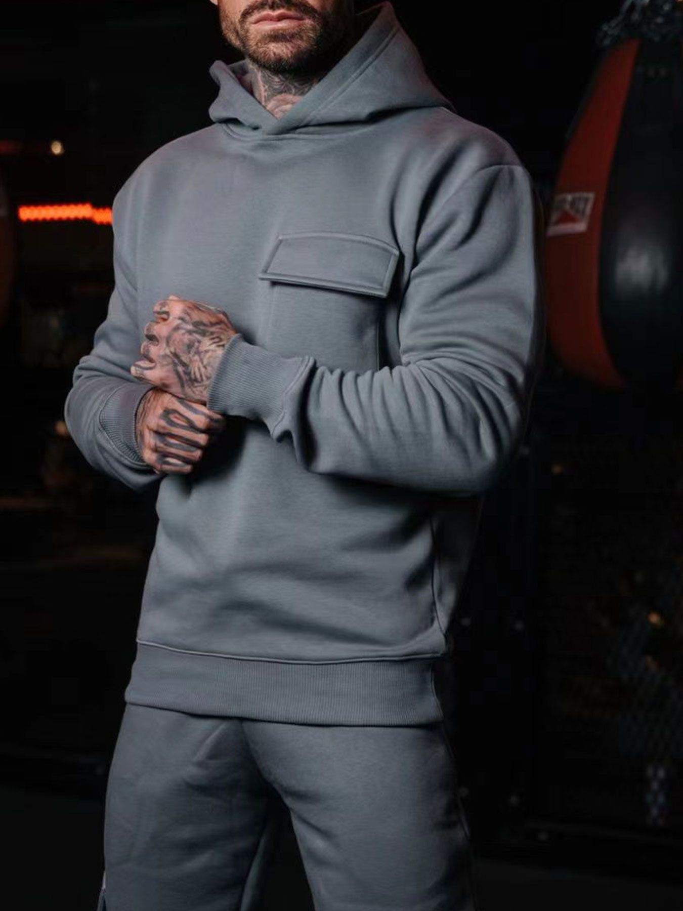 Men's Clothing Tops Sweatshirts Hoodies New Trendy Fashion Casual Oversized Hooded Sweatshirt with Pockets Cotton-Like Material Plus Size