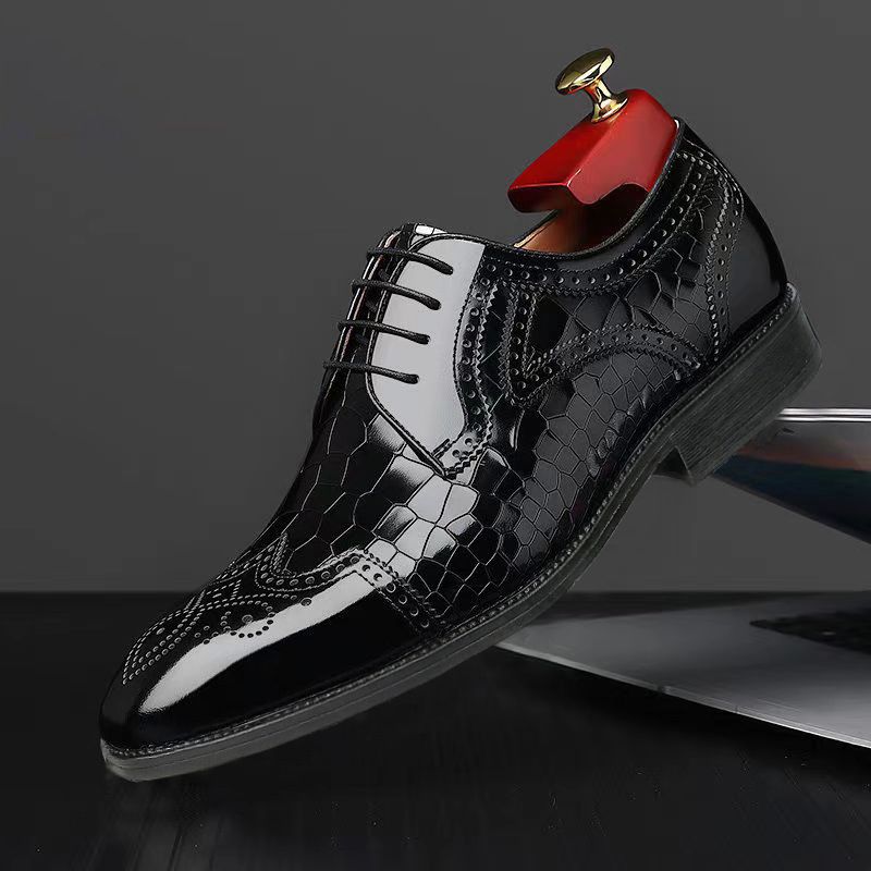 Shoes Men Leather Shoe Man Men's Square Toe Oxford Shoes with Block Embossing Men's Shoes Oxfords