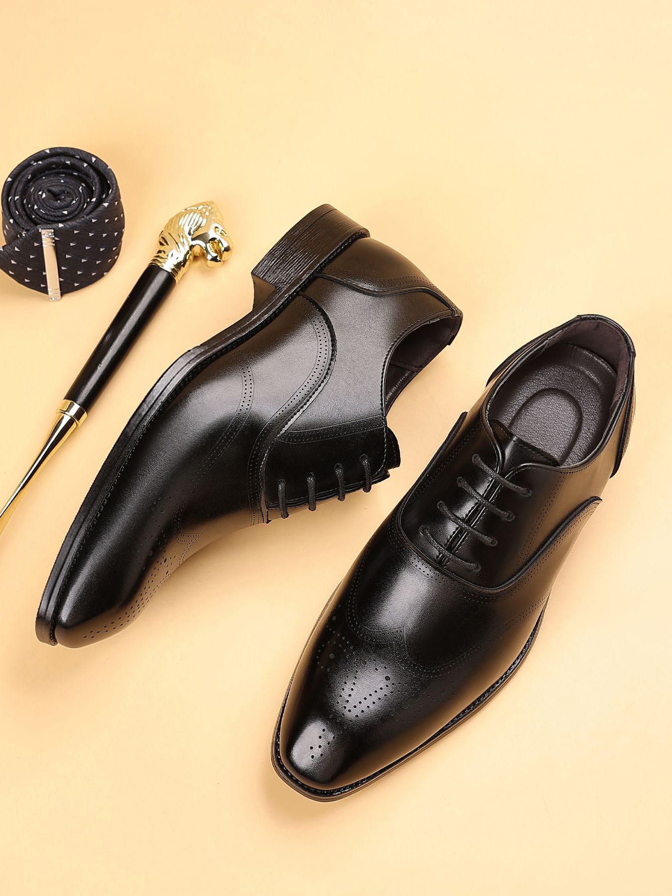 Shoes Men Leather Shoe Man Wood Grain Imitation Block-Style Square-Toe Leather Shoes Men's Shoes Oxfords