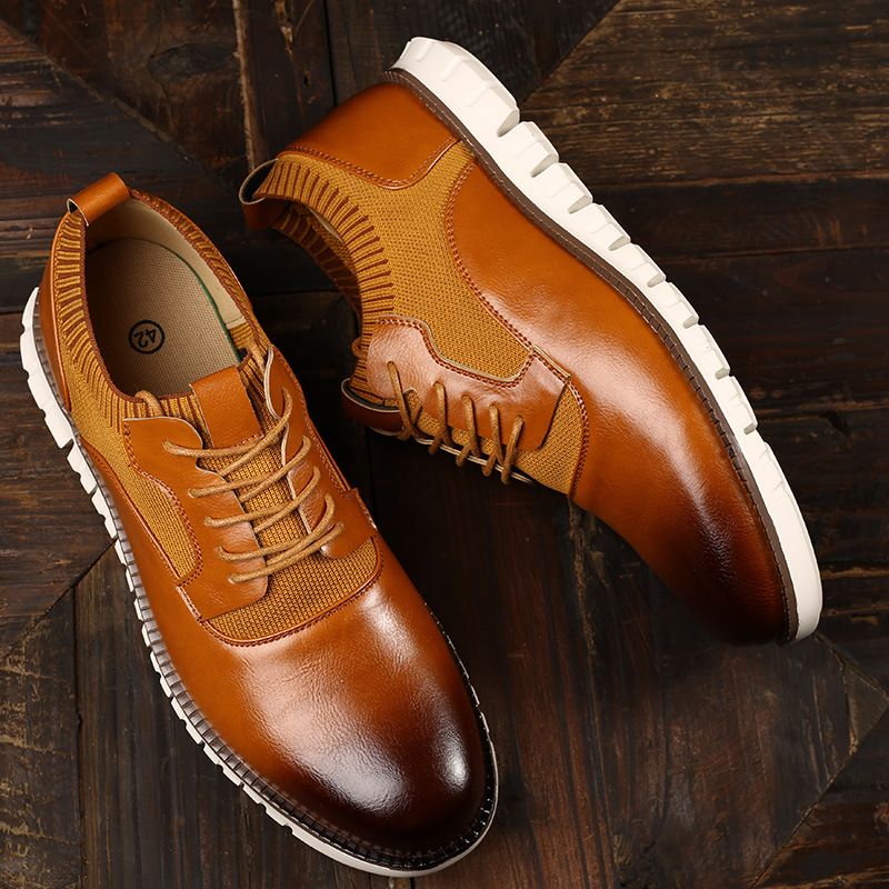 Shoes Men Leather Shoe Man Men's Flyknit Spring Summer Casual Shoes Lightweight EVA Sole Men's Shoes Oxfords