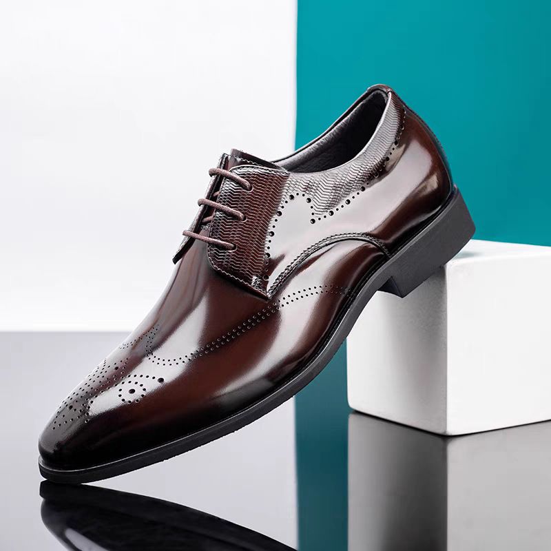 Shoes Men Leather Shoe Man Men's Brogue Leather Shoes Metal-Like Brushed Finish Handcrafted Leather Shoes Men's Shoes Oxfords