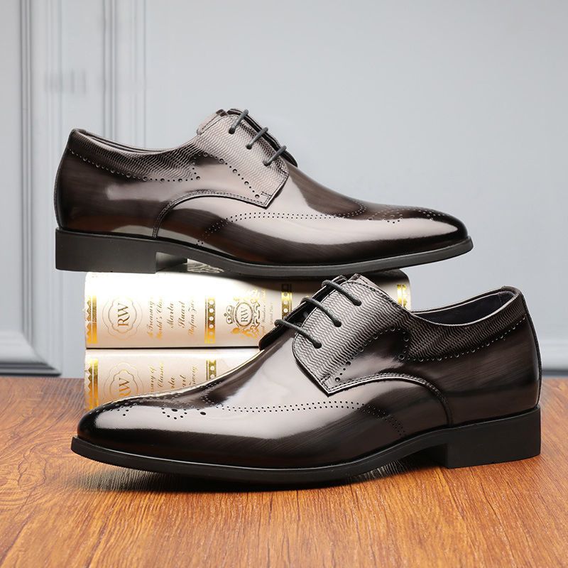 Shoes Men Leather Shoe Man Men's Brogue Leather Shoes Metal-Like Brushed Finish Handcrafted Leather Shoes Men's Shoes Oxfords