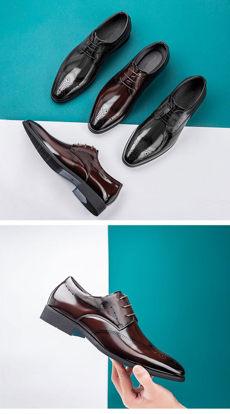 Shoes Men Leather Shoe Man Men's Brogue Leather Shoes Metal-Like Brushed Finish Handcrafted Leather Shoes Men's Shoes Oxfords